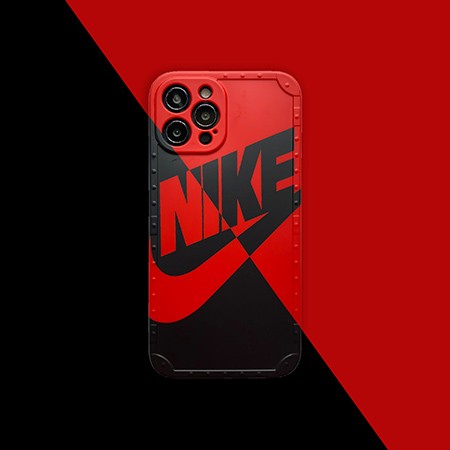 ブラック＆ホワイトパッチワークナイキロゴiPhoneスマートケース