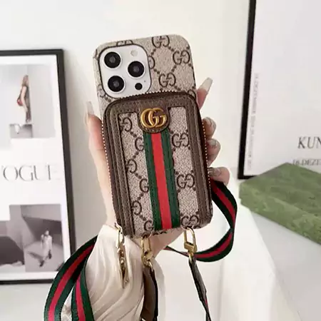 GUCCI風 iPhone15 Plus/15 Pro/14 Pro Max対応 レザー多機能ショルダーケース