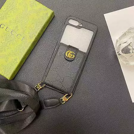 グッチ皮製 薄型ブランドロゴGalaxy Z Fold5ケース