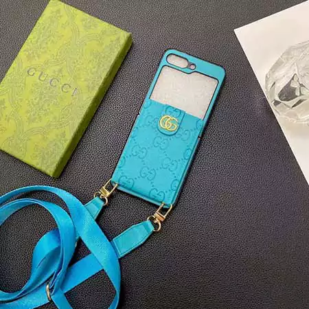 グッチ皮製 薄型ブランドロゴGalaxy Z Fold5ケース