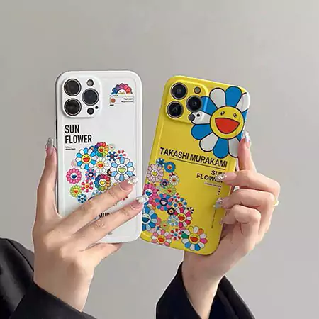 MurakamiSunflower風ストリート芸能人覗き見防止iphone18ケースブランドスマホケース