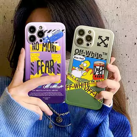 iphone14 携帯ケース オフホワイト ブランド おしゃれ 芸能人 耐衝撃