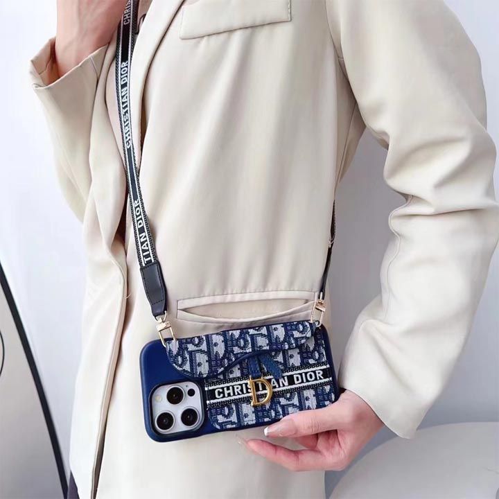 DIORサドルクロスリーブカードケース公式サイト同モデルアイフォン 16/16プロ/16promax/16プラス携帯 ケース，ロング ショルダー ストラップ ファブリックiPhone11 ケース
