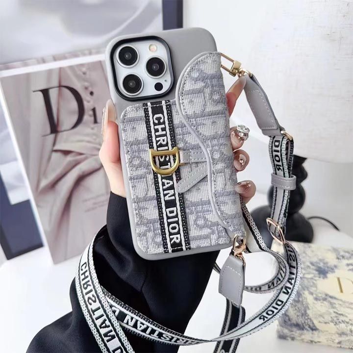 DIORサドルクロスリーブカードケース公式サイト同モデルアイフォン 16/16プロ/16promax/16プラス携帯 ケース，ロング ショルダー ストラップ ファブリックiPhone11 ケース