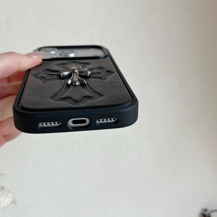 面白いクロムハーツ風 iphone 16pro ケース ブランドCHスマホケース メンズ滑り止め