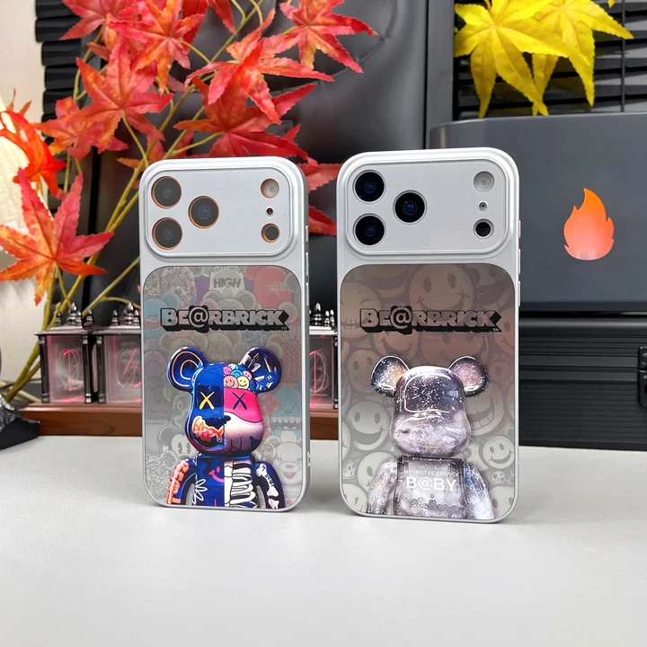 ベアブリック風 iphone17 ケース ブランドbearbrickスマホケース 可愛い カップル キラキラ