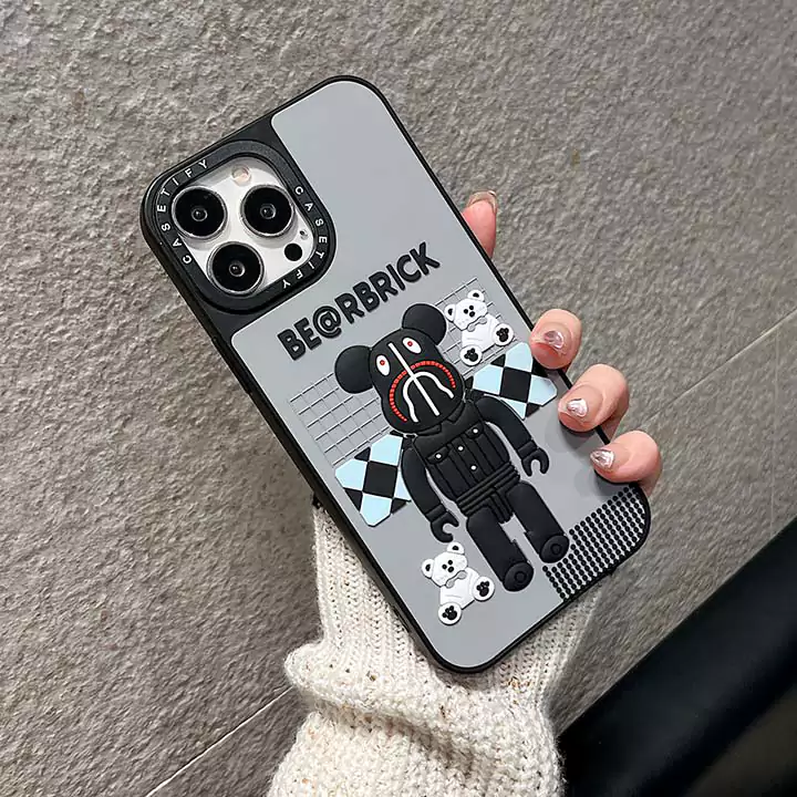 かわいいレディースキラキラベアブリック風iphone18proケースブランドbearbrickスマホケース