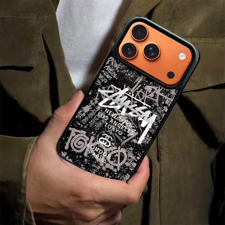 かっこいいメンズ最強ステューシー風iphone17proケースブランドstussyスマホケース