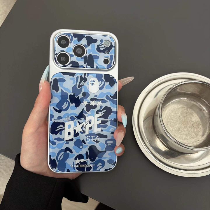 かわいいレディースキラキラBAPE風iphone18proケースブランドスマホケース
