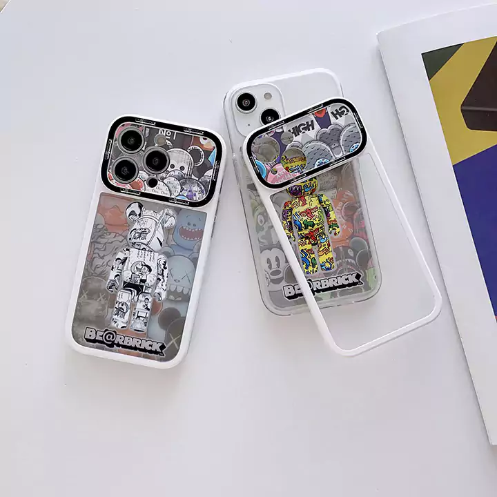 かわいいレディースキラキラベアブリック風iphone18proケースブランドbearbrickスマホケース