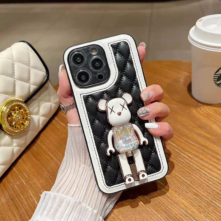 かわいいレディースキラキラベアブリック風iphone17ケースブランドbearbrickスマホケース