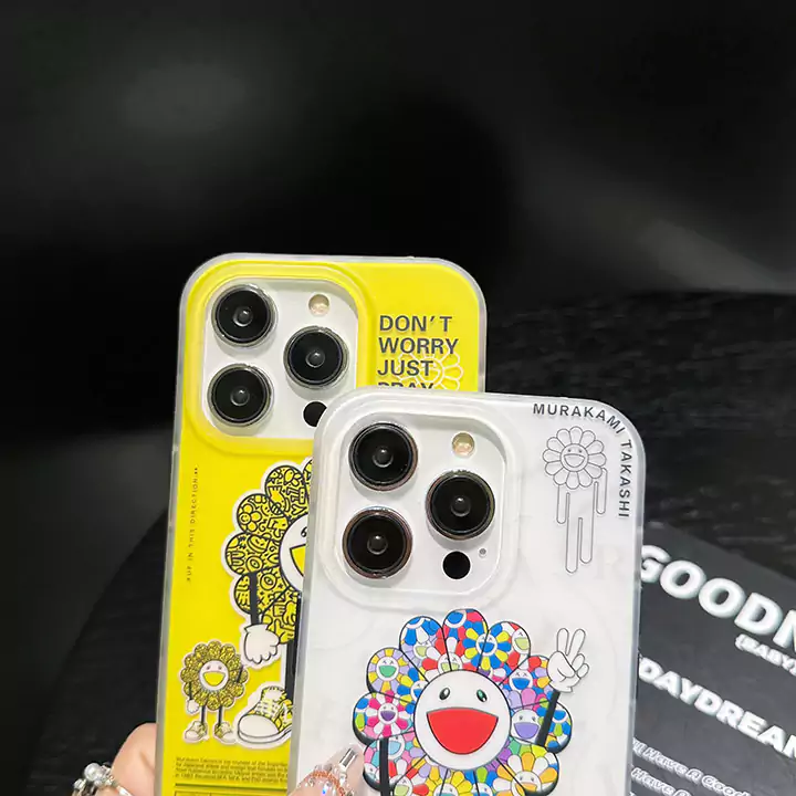 カイカイキキ風面白い高校生傷防止iphone17promaxケースブランドMurakamiSunflowerスマホケース