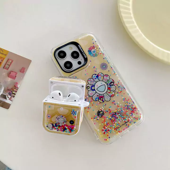 かわいいレディースキラキラMurakamiSunflower風iphone17ケースブランドスマホケース