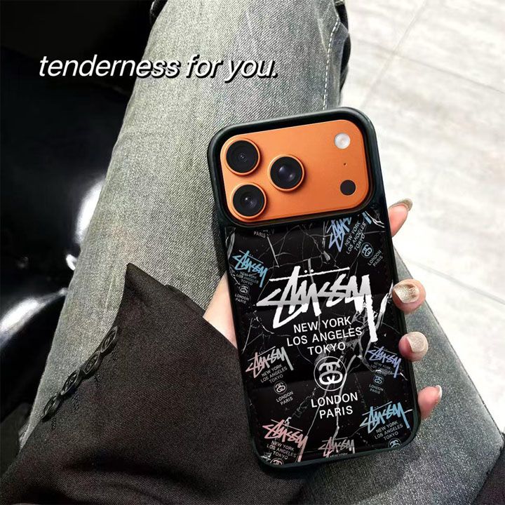 ステューシー風人気芸能人衝撃吸収iphone15ケースブランドstussyスマホケース
