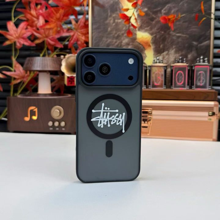 面白いカップル耐衝撃ステューシー風iphone16ケースブランドstussyスマホケース