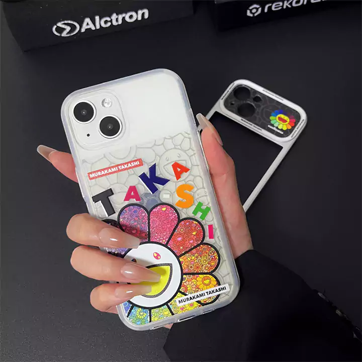 カイカイキキ風かっこいいメンズ薄型iphone18proケースブランドMurakamiSunflowerスマホケース