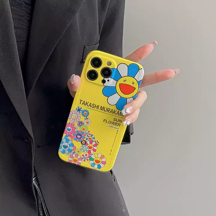MurakamiSunflower風かっこいいメンズ薄型iphone17ケースブランドスマホケース