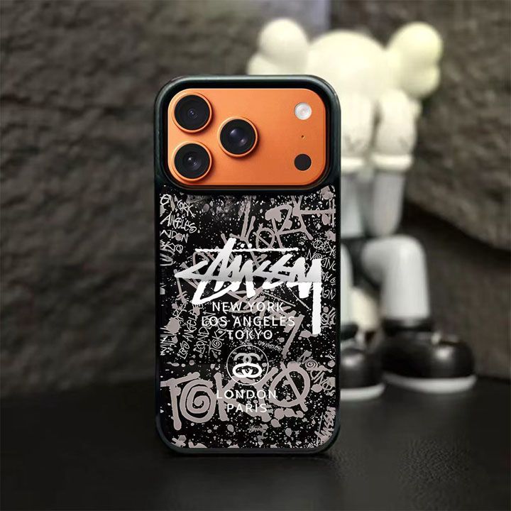 ステューシー風可愛いレディース傷防止iphone17promaxケースブランドstussyスマホケース
