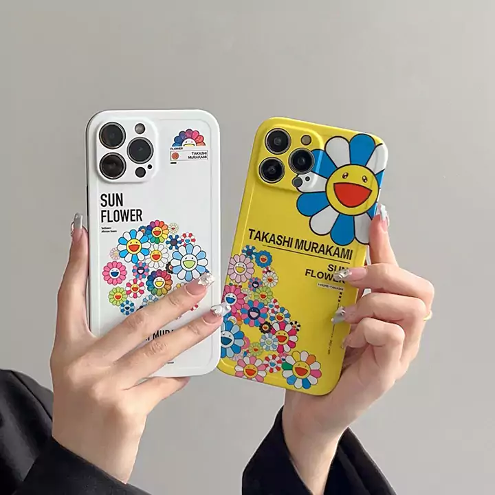 MurakamiSunflower風ストリート芸能人覗き見防止iphone18ケースブランドスマホケース
