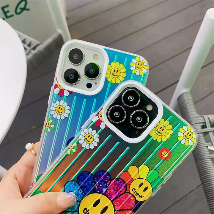 ストリートカップル軽量カイカイキキ風iphone16ケースブランドMurakamiSunflowerスマホケース
