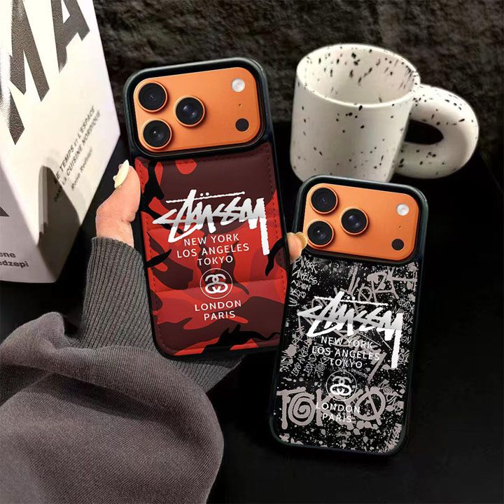 ステューシー風ストリート芸能人覗き見防止iphone17ケースブランドstussyスマホケース