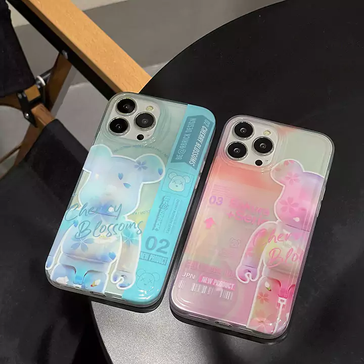 かわいいレディースキラキラベアブリック風iphone18proケースブランドbearbrickスマホケース