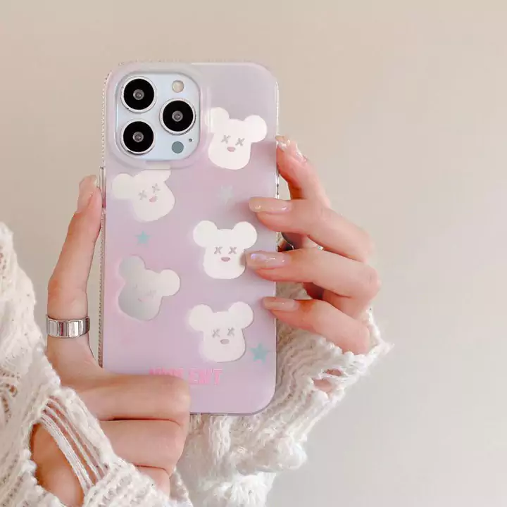 かわいいレディースキラキラベアブリック風iphone18proケースブランドbearbrickスマホケース