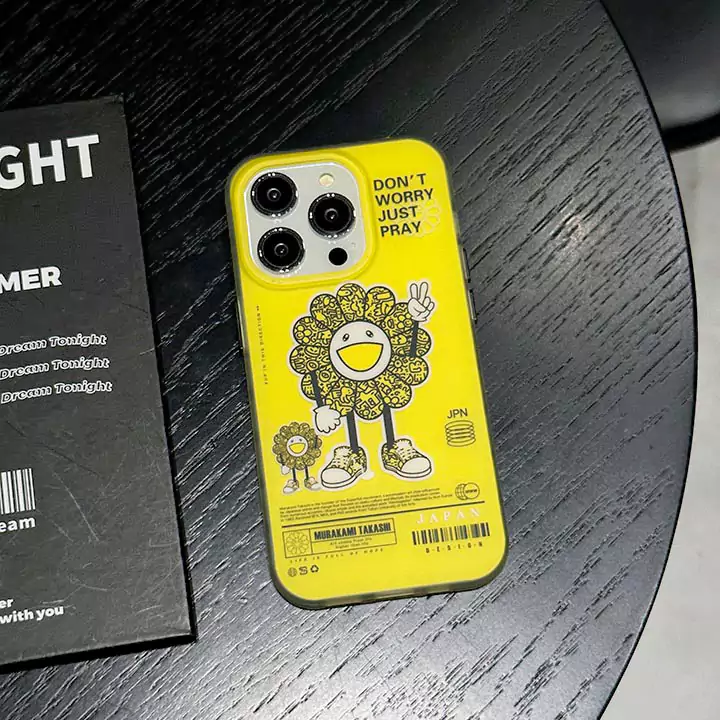人気メンズ高級感カイカイキキ風iphone16proケースブランドMurakamiSunflowerスマホケース