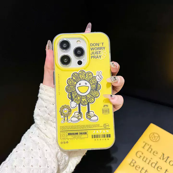 カイカイキキ風かっこいいメンズ薄型iphone17ケースブランドMurakamiSunflowerスマホケース