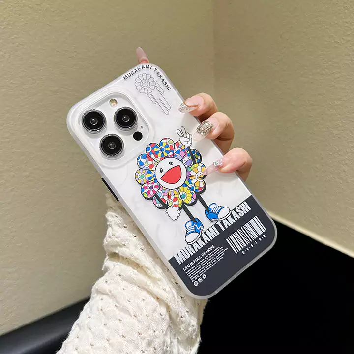 かわいいレディースキラキラカイカイキキ風iphone18proケースブランドMurakamiSunflowerスマホケース