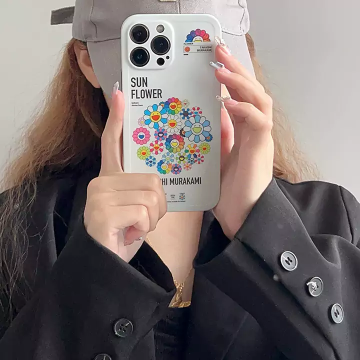 かわいいレディースキラキラMurakamiSunflower風iphone18proケースブランドスマホケース