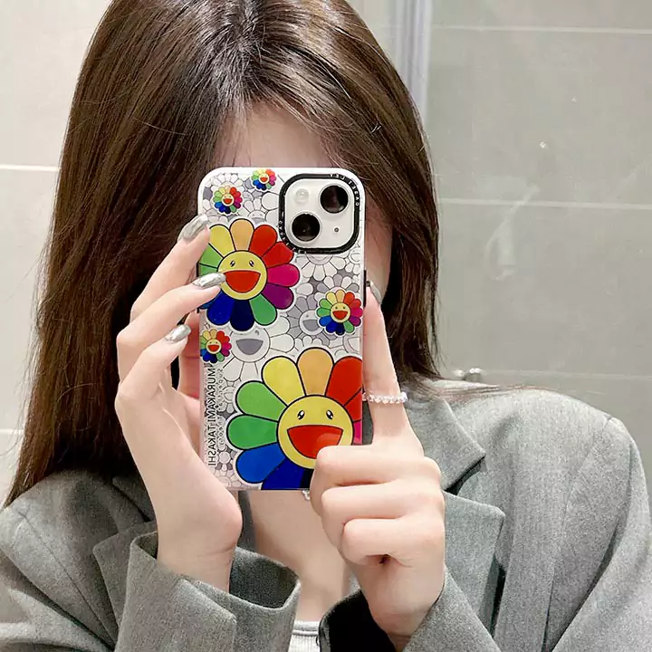 カイカイキキ風かっこいいメンズ薄型iphone17ケースブランドMurakamiSunflowerスマホケース