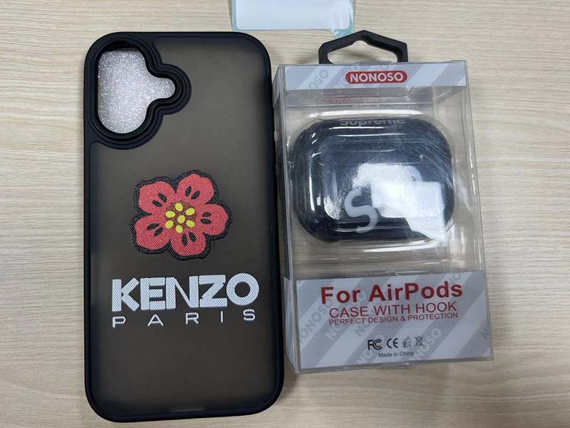 ケンゾー風 iPhone16 ケース、イヤホンケース無料
