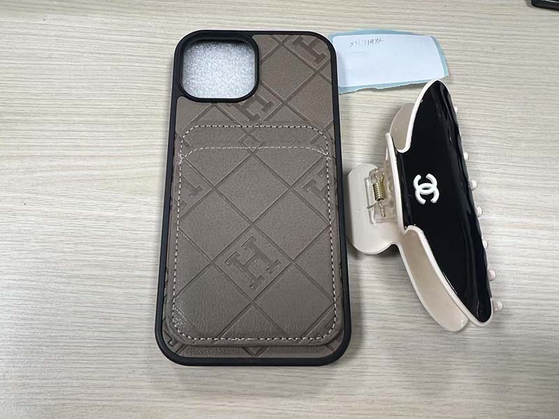 エルメス風 iPhone 15 ケース カード 収納 、ヘアクリップ無料