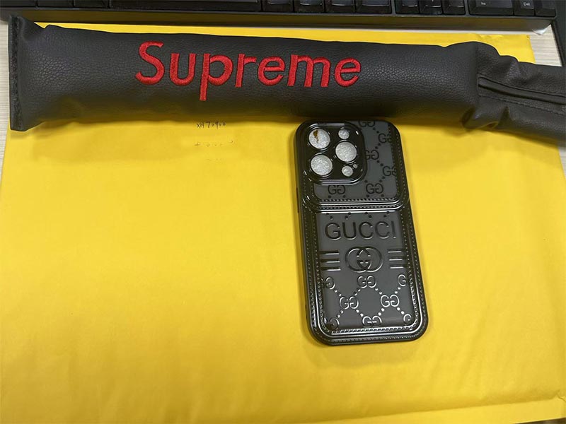 1787271732847747.jpg iPhone 14 Pro ケース グッチ風 クリアブラック GG 柄 カードケース一体型