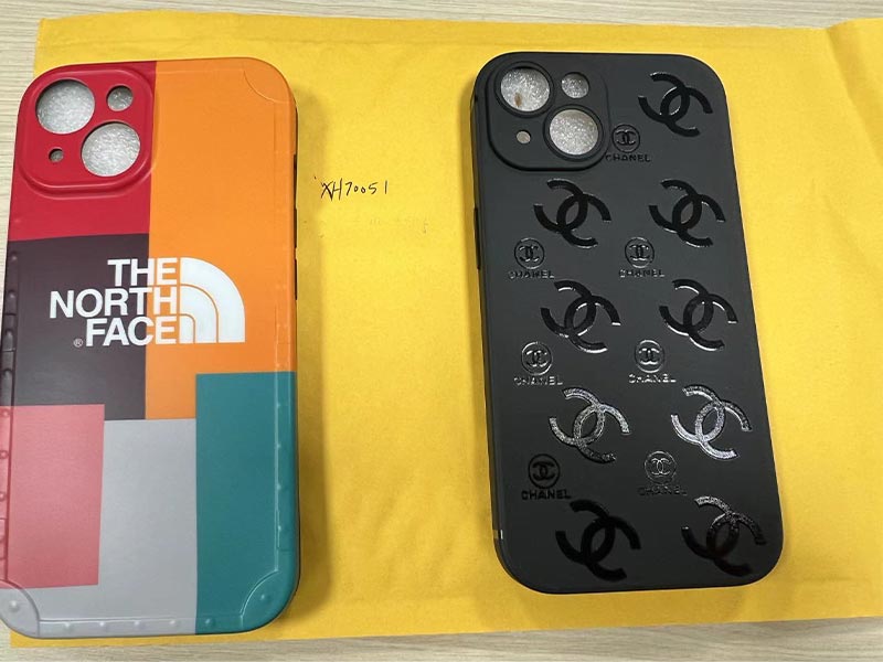 iPhone15 ケース ザノースフェイス風カラーブロックマット白ロゴケース 可愛い