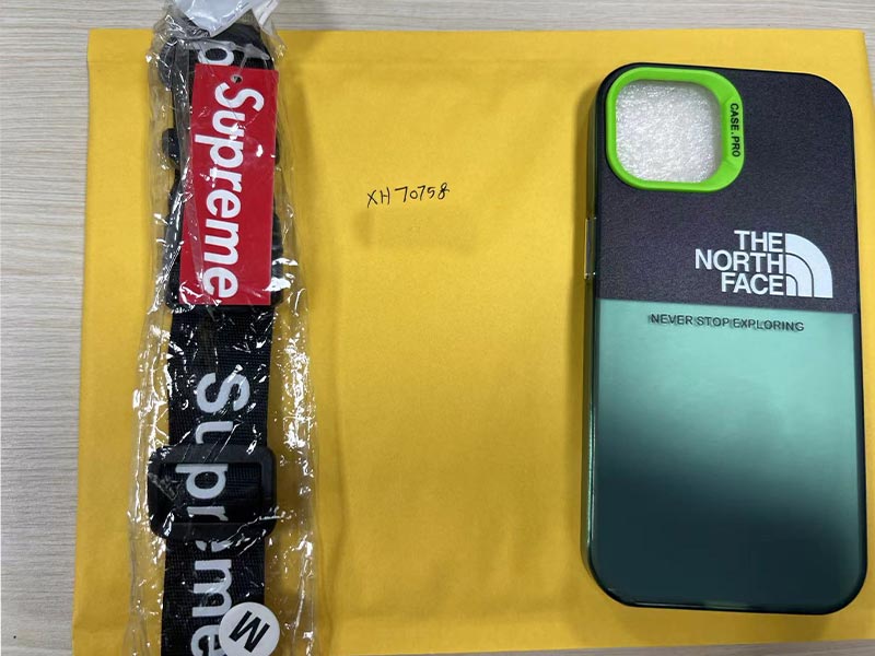 iPhone15 ケース ザノースフェイス風緑グラデーションカメラフレーム付き