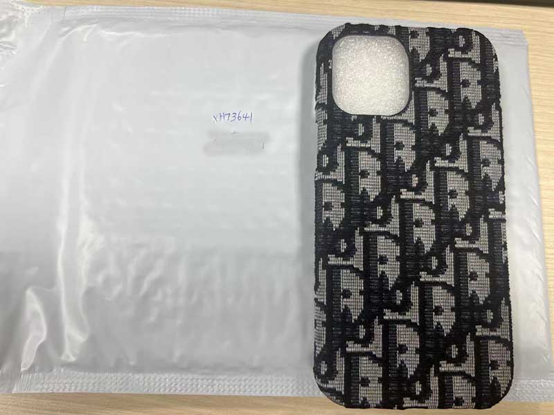1787452449641178.jpg iPhone12 Pro Max ケースディオール風生地素材黒グレーロゴ総柄