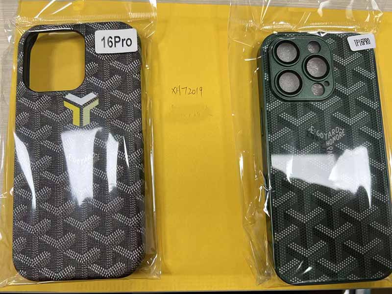 iPhone16 ケース ゴヤール風 ブランド ガラス 薄型